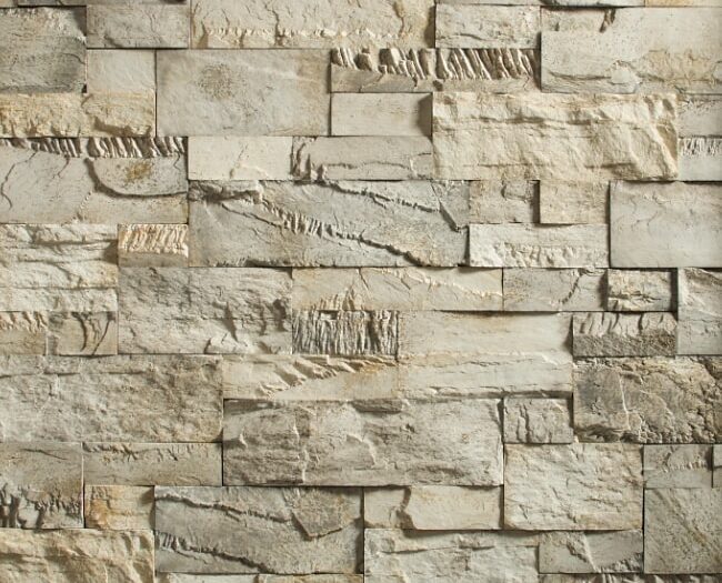 Closeup of Timberwolf Split Modular manufactured stone veneer product