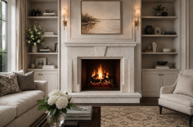 Excelsior Design natural stone fireplace surround at Hedberg Home