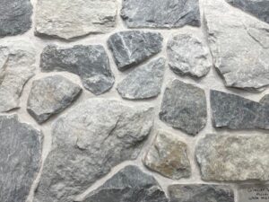 Glacier Vista blend in an Irregular Mosaic Look, shown with White Mortar