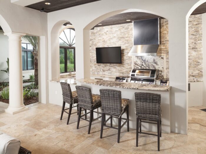Pro Series Corsica Blend Splitface Stone Panel Outdoor Kitchen