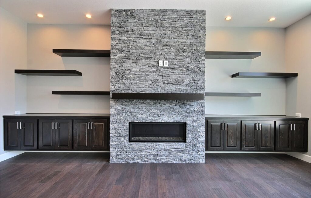 Pro Series Ridgeline Splitface Stone Panel Residential Fireplace