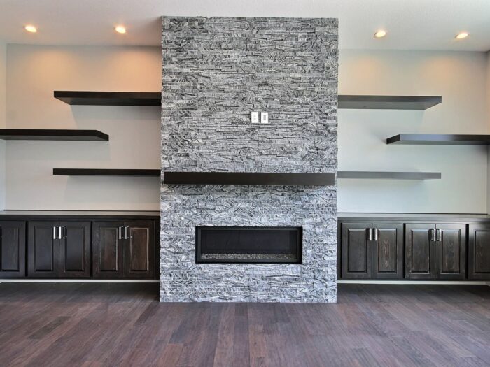 Pro Series Ridgeline Splitface Stone Panel Residential Fireplace