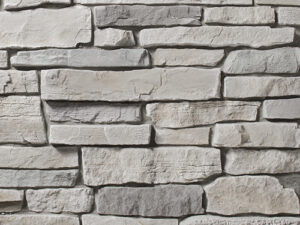 Closeup of Misty Gray Southeastern Ledgestone manufactured stone veneer product