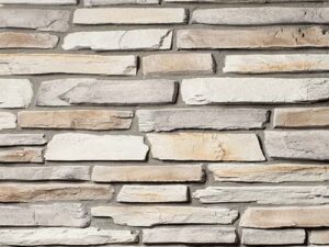 Close up of Gray Suede Montana Ledge manufactured stone veneer product
