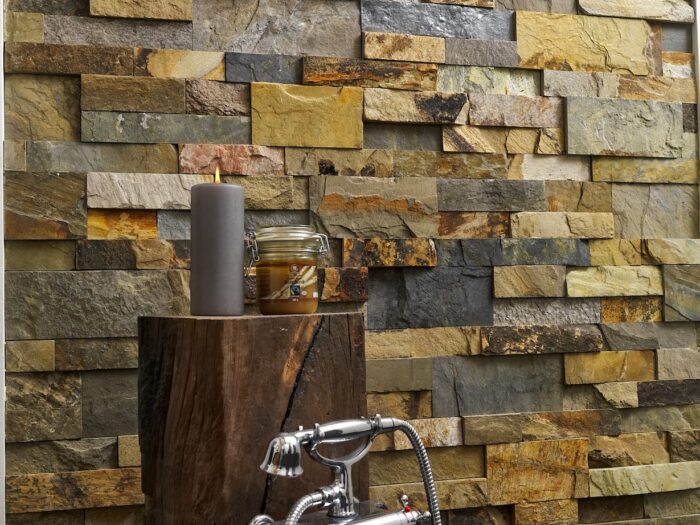 Extra Large Series Ochre XL Stone Panels Residential Shower