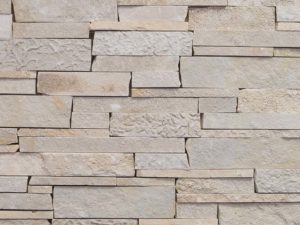 closeup of fond du lac buff stakledge natural stone veneer display drystacked without mortar