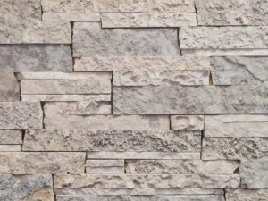 closeup of lannon gray stakledge natural stone veneer display drystacked without mortar