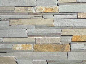 closeup of potomac stak ledge natural stone veneer display drystacked without mortar