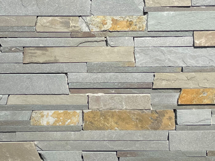 closeup of potomac stak ledge natural stone veneer display drystacked without mortar