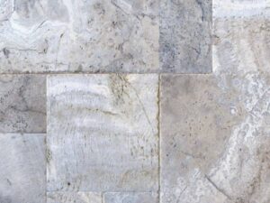 Silver Travertine cut and patterned flagstone product swatch photo