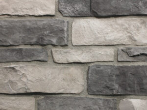 talladega ridge manufactured stone veneer showroom display with standard grey mortar