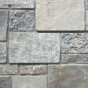 closeup of Vanderbilt Castle natural stone veneer display with standard grey mortar